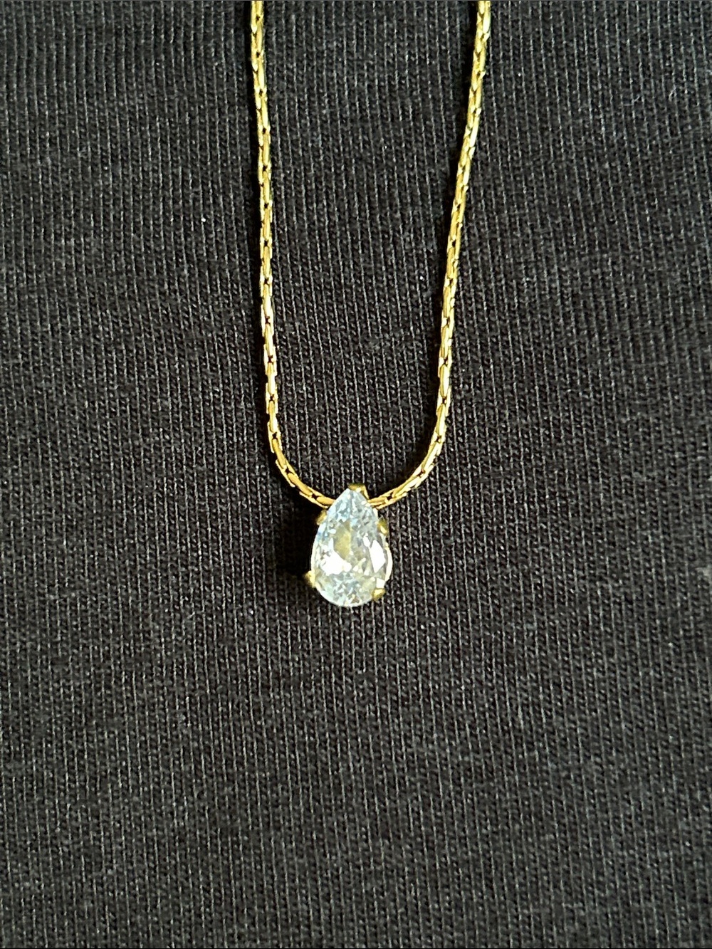 NWOT Pendant Necklace with Teardrop Accent - Gold Plated Stainless Steel - Picture 2 of 6